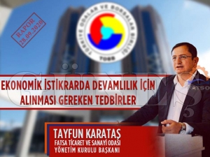 FATSO Başkanı Karataş Ekonomik İstikrarda devamlılık için alınması gereken tedbirleri açıkladı FATSO Başkanı Karataş Ekonomik İstikrarda devamlılık için alınması gereken tedbirleri açıkladı