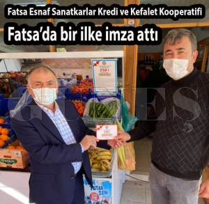 Fatsa'da kooperatif olarak bir ilke imza att... Bakan  Ba yelerine 250 liralk al veri kart verdi