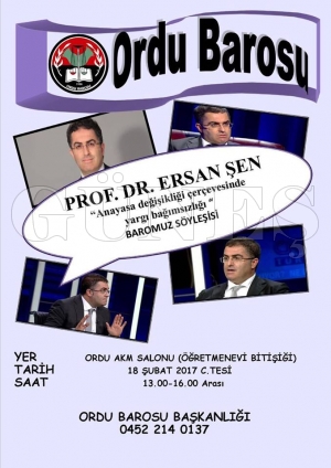 Prof. Dr. Ersan Şen 18 Şubat’ta Ordu’da! Prof. Dr. Ersan Şen 18 Şubat’ta Ordu’da!