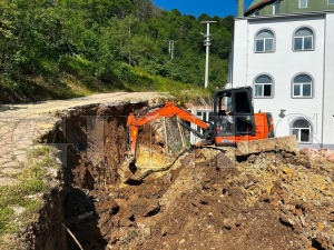 Fatsa belediyesinden k�rsal mahallelerde ta� duvar �al��malar�