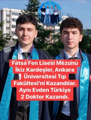 Fatsal� ikizlerden b�y�k ba�ar�: �kisi de ayn� T�p Fak�ltesini kazand�