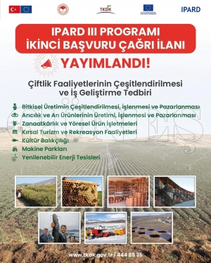 TARIM VE KIRSAL KALKINMAYI DESTEKLEME KURUMU (TKDK) ORDU İL KOORDİNATÖRLÜĞÜ, IPARD III PROGRAMI İKİNCİ BAŞVURU ÇAĞRI İLANINA ÇIKTI TARIM VE KIRSAL KALKINMAYI DESTEKLEME KURUMU (TKDK) ORDU İL KOORDİNATÖRLÜĞÜ, IPARD III PROGRAMI İKİNCİ BAŞVURU ÇAĞRI İLANINA ÇIKTI