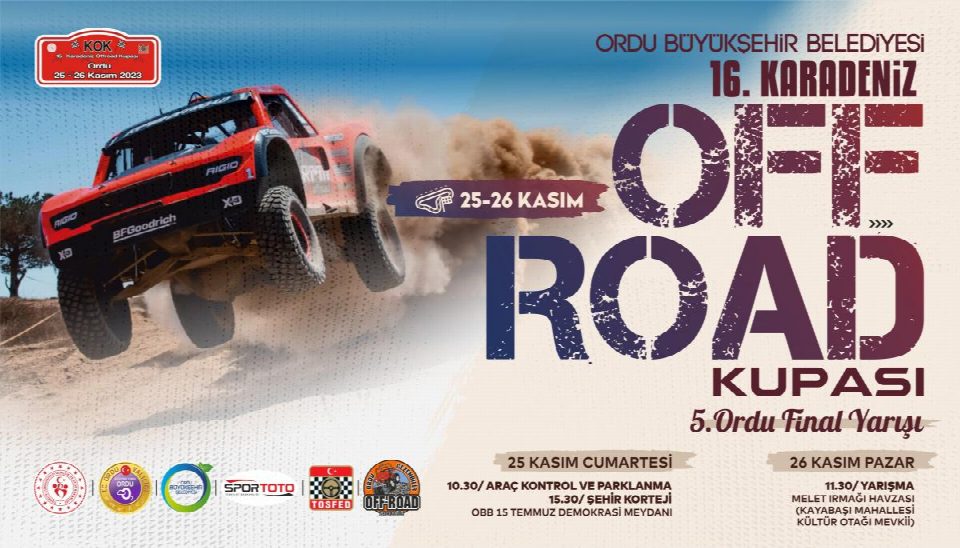 16. Karadeniz OFFroad kupası finali Ordu’da gerçekleştirilecek