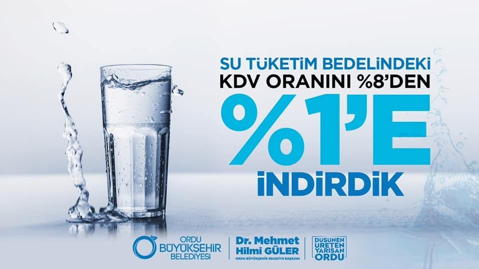 Ordu Büyükşehir belediyesi içme suyu’nda yüzde 7 indirim yaptı