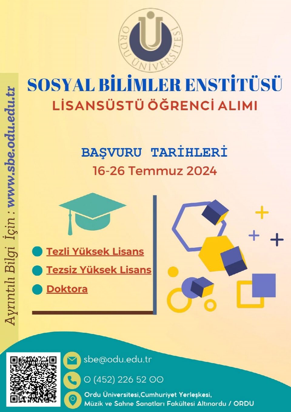 ODÜ SOSYAL BİLİMLER ENSTİTÜSÜ LİSANSÜSTÜ EĞİTİM BAŞVURULARI BAŞLADI
