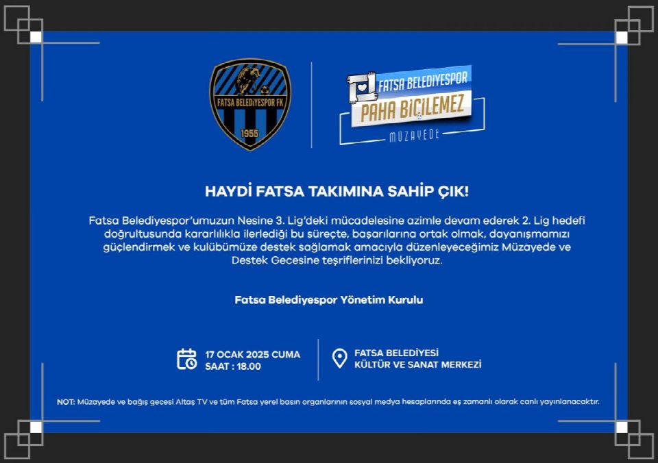 Haydi Fatsa takımına sahip çık!