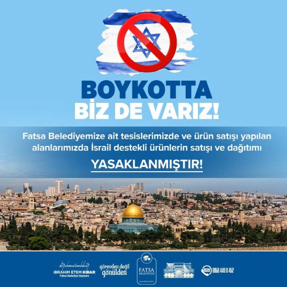 Fatsa Belediyesinden İsrail ürünlerine boykot