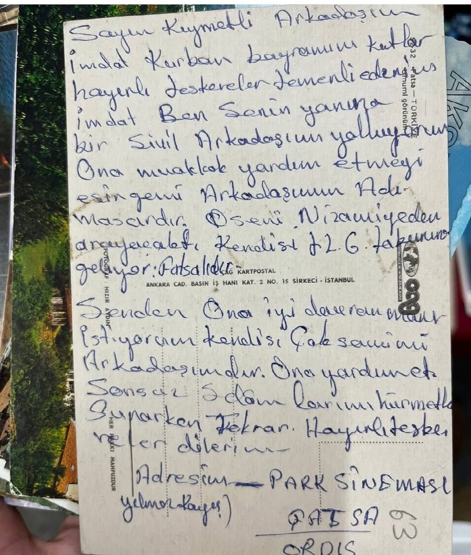 Fatsa’dan İstanbul’a giden bir mektup, yıllar sonra Bit Pazarı’nda ortaya çıktı…