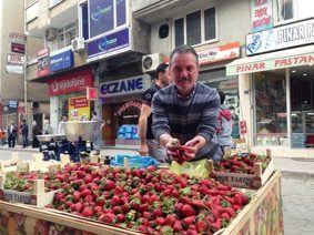 ÇİLEKLER TEZGAHLARI SÜSLÜYOR