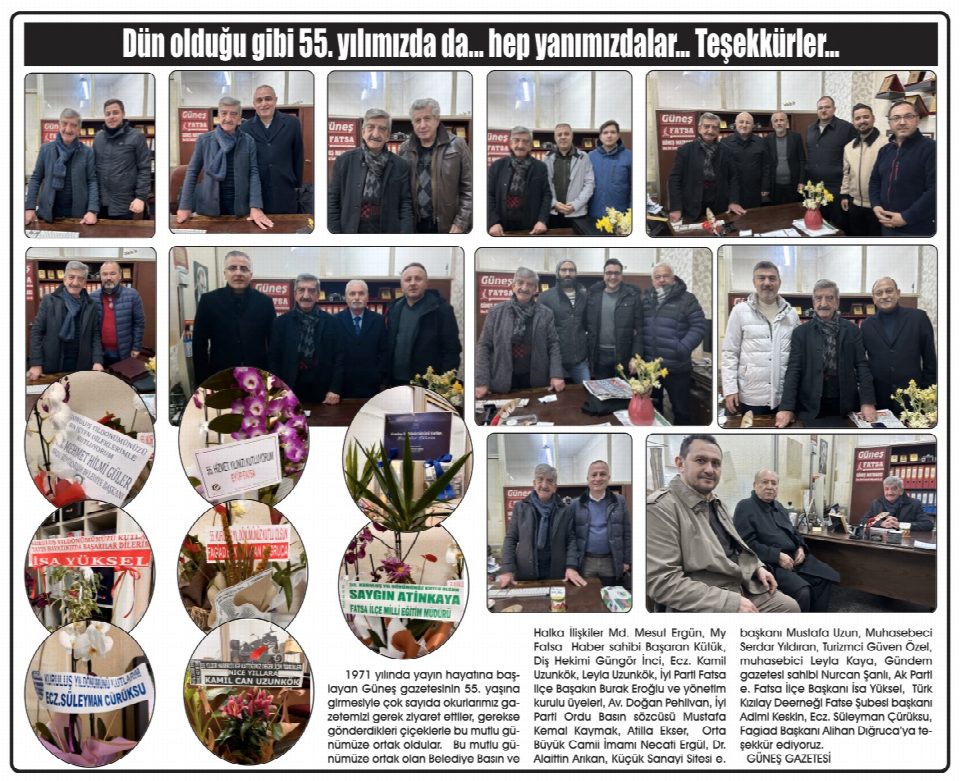 Dün olduğu gibi 55. yılımızda da... hep yanımızdalar... Teşekkürler...